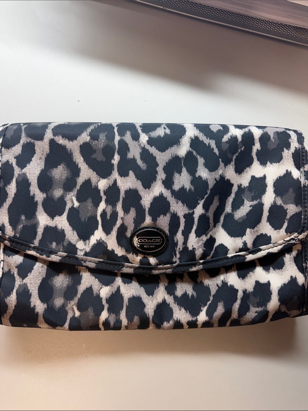COACH Black and White Animal Print toiletries bag